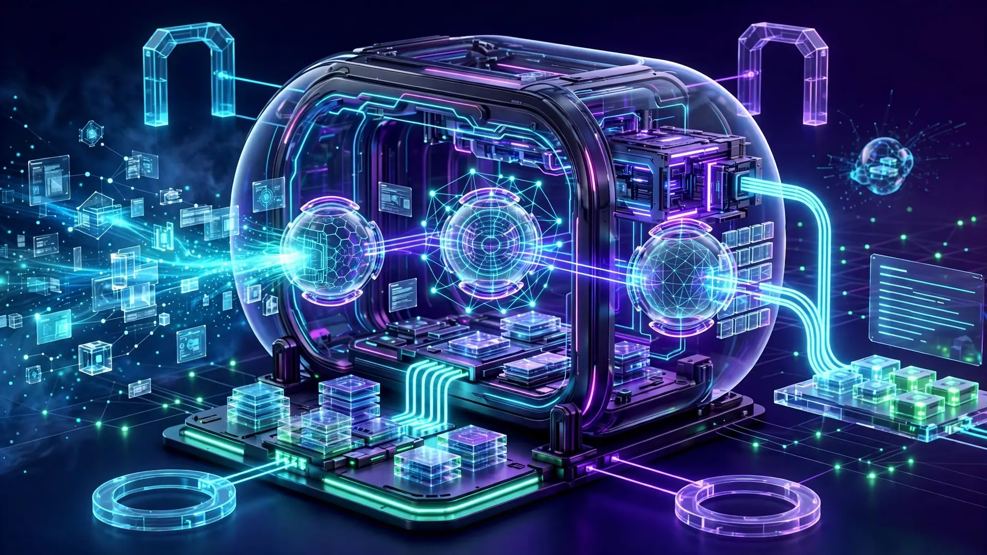 Futuristic infrastructure running several artificial intelligence agents in a persistent session