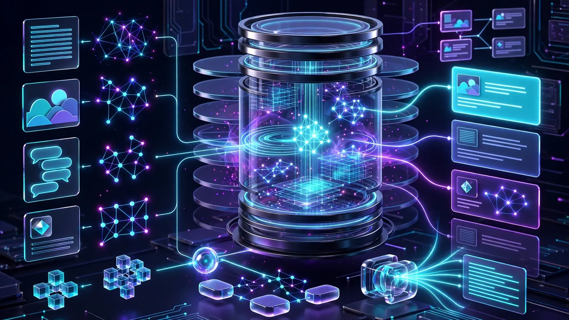 Representation of a database finding similar information through vector search
